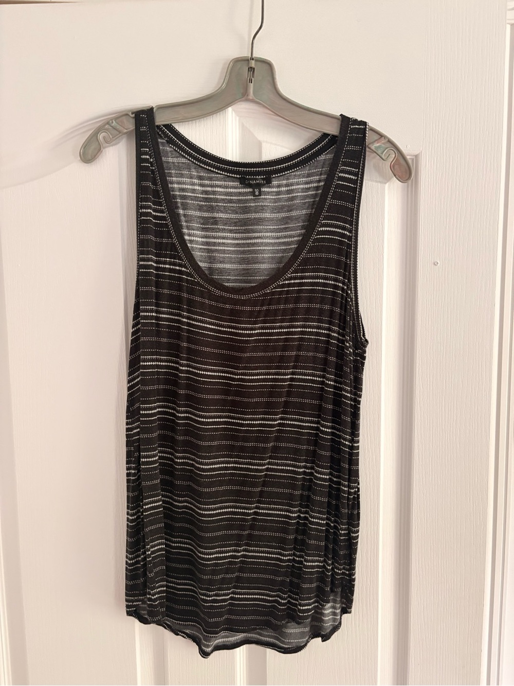 Dynamite Black and White Striped Scoop Neck Tank